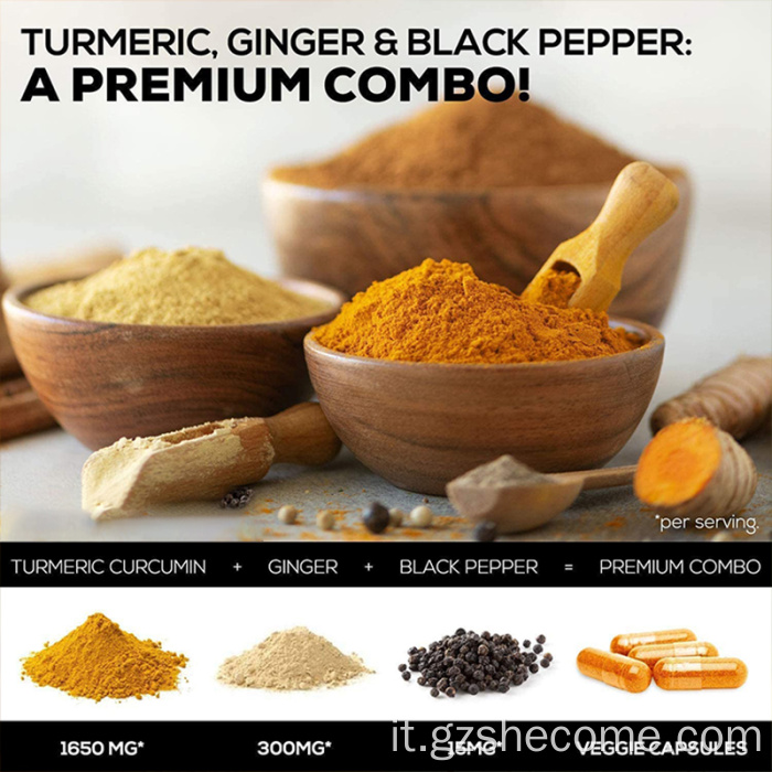 Capsule di curcuma OEM Benefici antiossidanti Capsule di curcumina